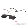 2 In 1 Magnet Clip On Sunglasses Men Metal Square Shades Sun Glasses Optical Myopia Eyeglasses Frame
