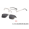 2 In1 Square Magnet Clip On Sunglasses Men Myopia Half frame Optical Prescription Eyeglasses