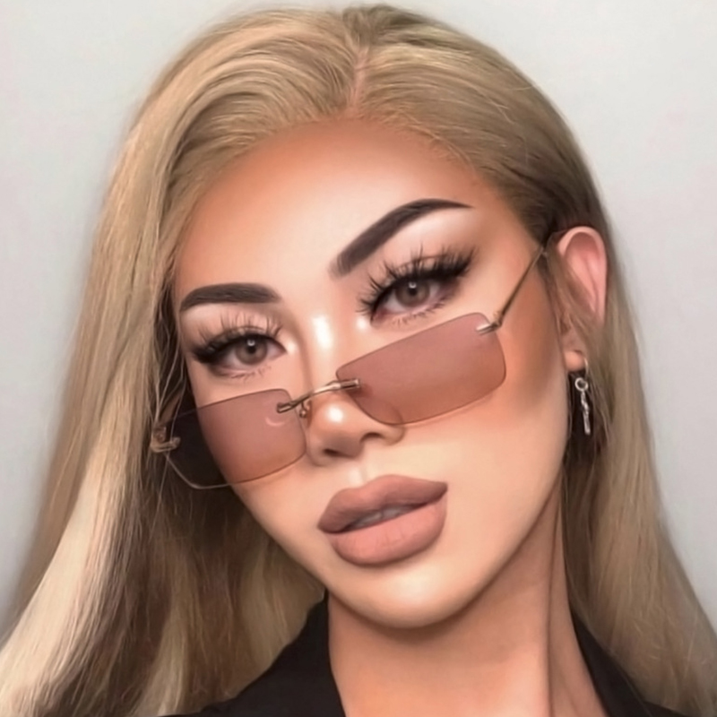 New Spring Leg Fashion Eyeglasses Trend Gasses Rimless Sunglasses Female Square Small Frame