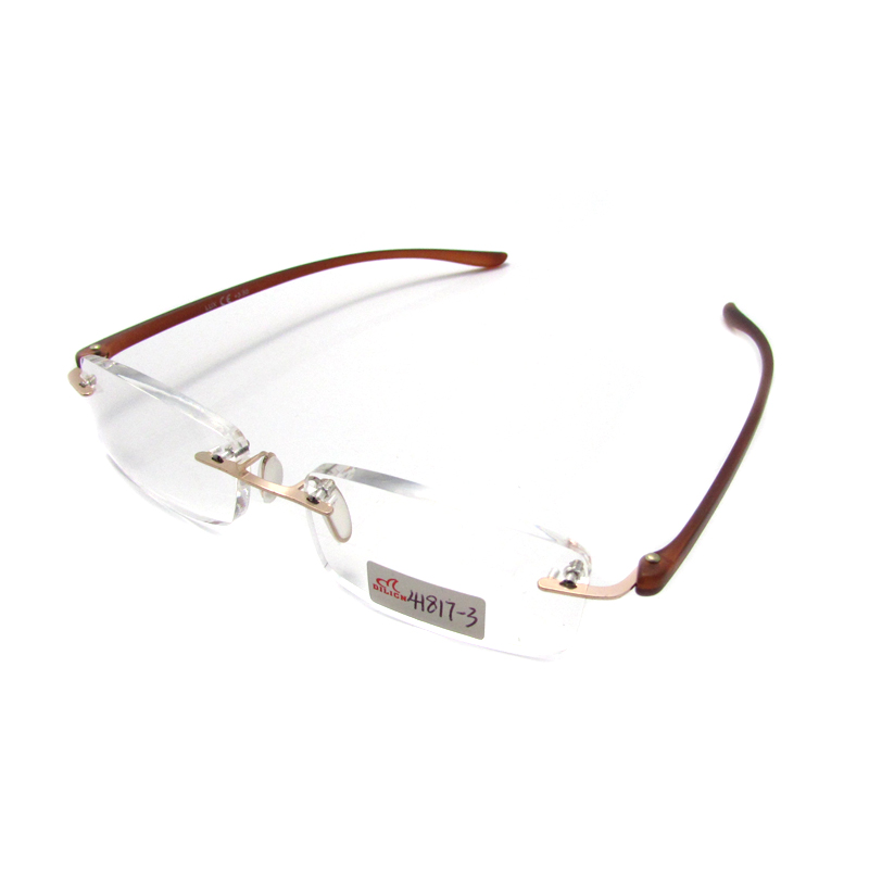 Rimless TR90 temple slim reading glasses for men 