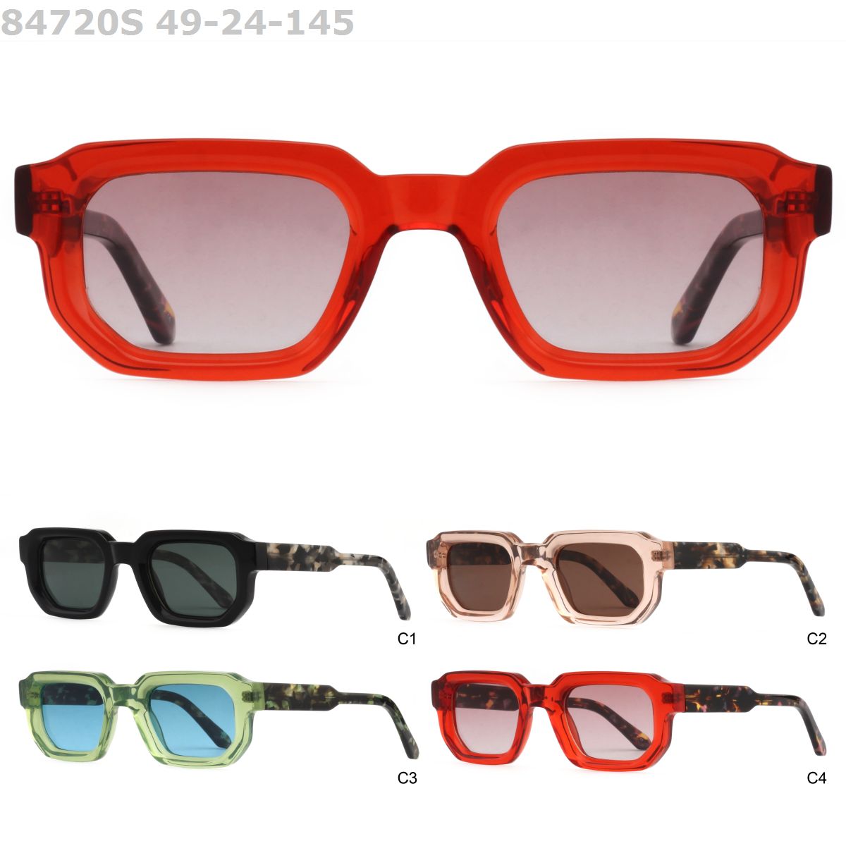 High Quality Acetate Sunglass Square Polarized Sunglasses