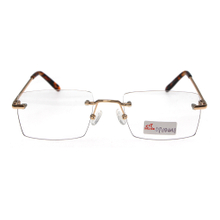 Classic Model OEM Women Men Suitable Extra Light Square Metal Rimless Eyewear Eyeglass Glasses Optical Frames
