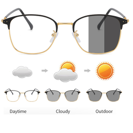 Metal Men Classic Eyebrow Photochromic Photogrey Optical Frame Anti Blue Light Eyewear Photogrey Anti Reflection Glasses