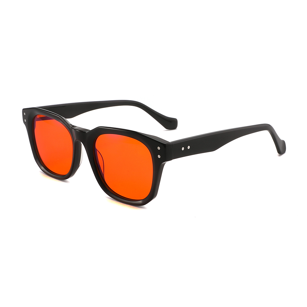 High quality acetate eyeglasses frame orange red lens computer glasses 99% blue light blocking anti ray glasses women men