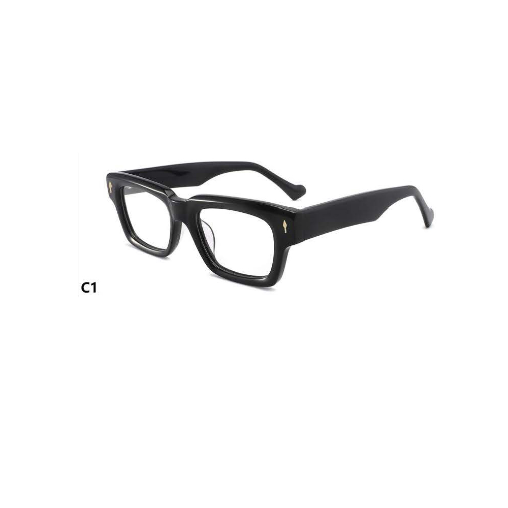 DILICN New Premium Acetate Optical Frame Thick Frame Rivet Style Rectangular