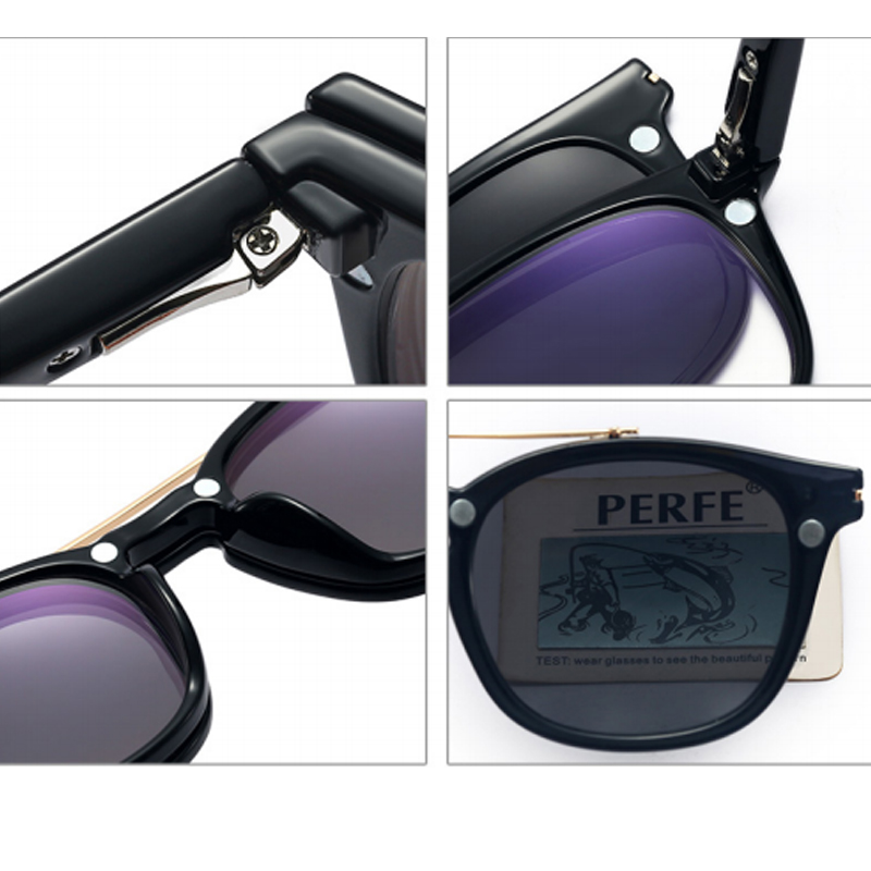 DILICN New Magnetic Clip Glasses, Polarized Lenses, Anti-Blue Light Glasses Fashion Glasses TR and Metal Materiale 95308 round frame