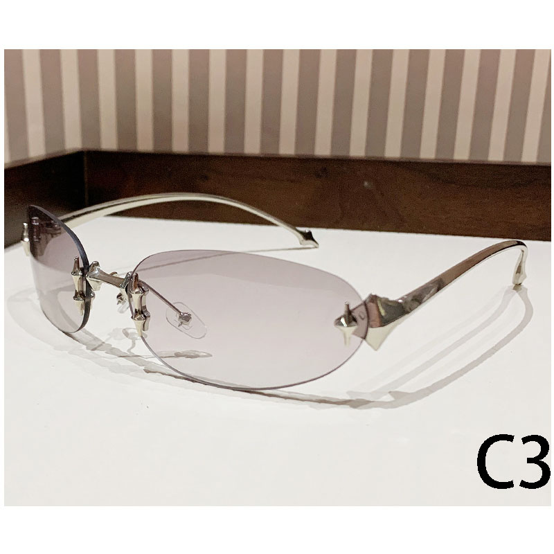 2024 high quality Hot Selling Popular New Men's And Women's Outdoor Sunscreen Fashion Rimless Metal Oval Sunglasses