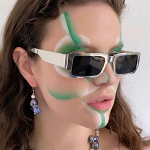 New Sun Glasses Female Hip-Hop Personality Trend Eyeglasses Steel Skin Metal Square Sunglasses