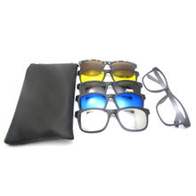5 In 1 Men Women Swappable Magnet Magnetic Lens Clip-On Clips On Polarizedc Eye Sun Glasses Frame Eyewear Sunglasses with Bag