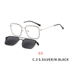 Square Magnetic Clip on Sunglasses for Men Women Metal Frame