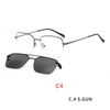 2 In1 Square Magnet Clip On Sunglasses Men Myopia Half frame Optical Prescription Eyeglasses