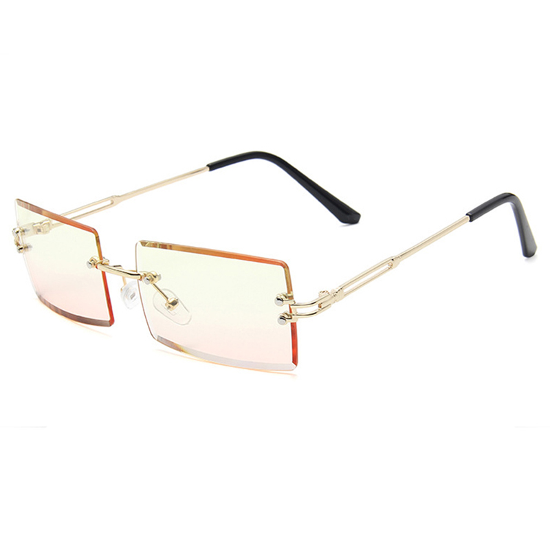 Retro Sunglasses Women Brand Designer Cutting Lens Ladies Shades Frameless Eyeglasses Fashion Rimless Gradient Sun Glasses