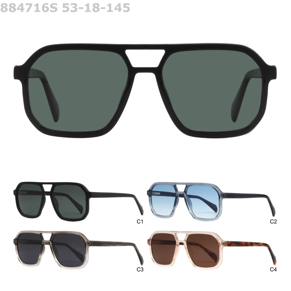 Wholesale Pilot Sunglasses Uv400 Big Frame Acetate Sunglasses For Men Women