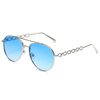 Unisex Metal Sunglasses UV400 Women's Classic Oversized Aviation Style Custom Logo Chain Arms temples Sunglasses