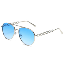 Unisex Metal Sunglasses UV400 Women's Classic Oversized Aviation Style Custom Logo Chain Arms temples Sunglasses