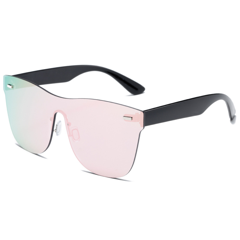 Colorful trendy unique square rimless one piece plastic sunglasses cycling sports men's and women's custom logo sun glasses