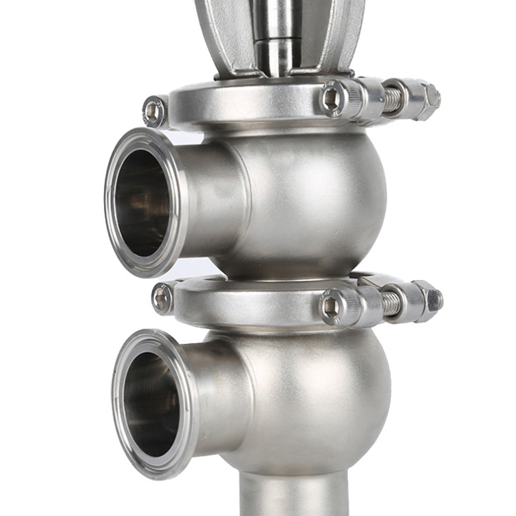 Sanitary Stainless Steel Pneumatic Flow Diversion Seat Valve with Intelligent Head