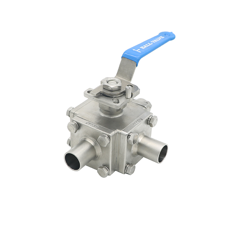 SS304 Sanitary Full Cavity Seat 3 Way High Purity Welded Ball Valve