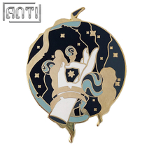 Custom Gorgeous Hand Of God Design Lapel Pin Cartoon Grey Gradient Series Hard Enamel Gold Metal Badge For Clothes Bag Gift