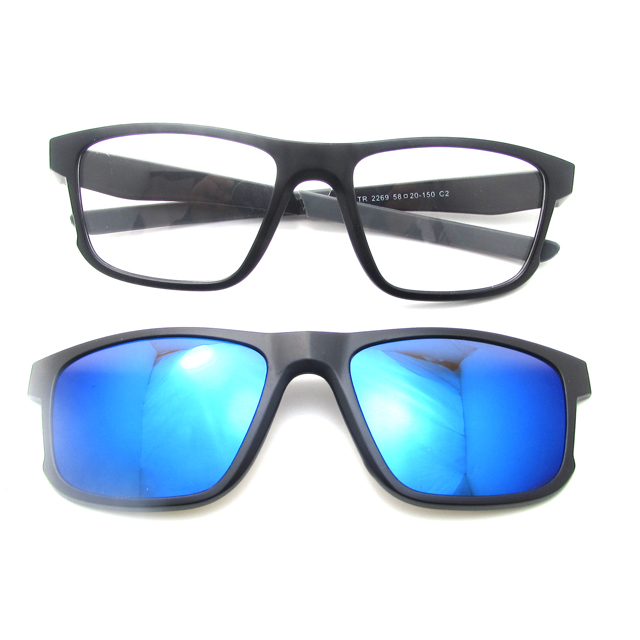 Tr90 4 In 1 Men Women Swappable Magnet Magnetic Lens Clip-On Clips On Polarized Eye Sun Glasses Frame Eyewear Sunglasses