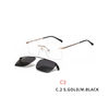 2 In 1 Men Magnet Clip on Glasses Rimless Optical Prescription Eyewear Frames Eyeglasses