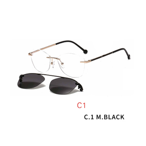 2 In 1 Men Women Polarized Optical Magnetic Sunglasses Clip Magnet Clip on Sunglasses Rimless Optical Frame