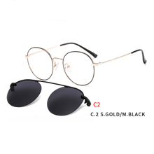 Round Vintage Magnetic Sunglasses Clip on for Men Women Metal Frame