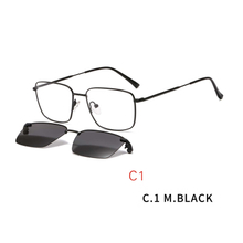 2 In1 Optical Spectacle Frame Men With Clip On Sunglasses Polarized Magnetic Glasses