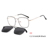 2 In1 Square Eyeglasses Frame Magnet Clip-On Sunglasses Men