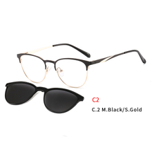 2 In1 Women Sun Glasses Eyeglasses Frame With Magnet Clip On Sunglasses Female