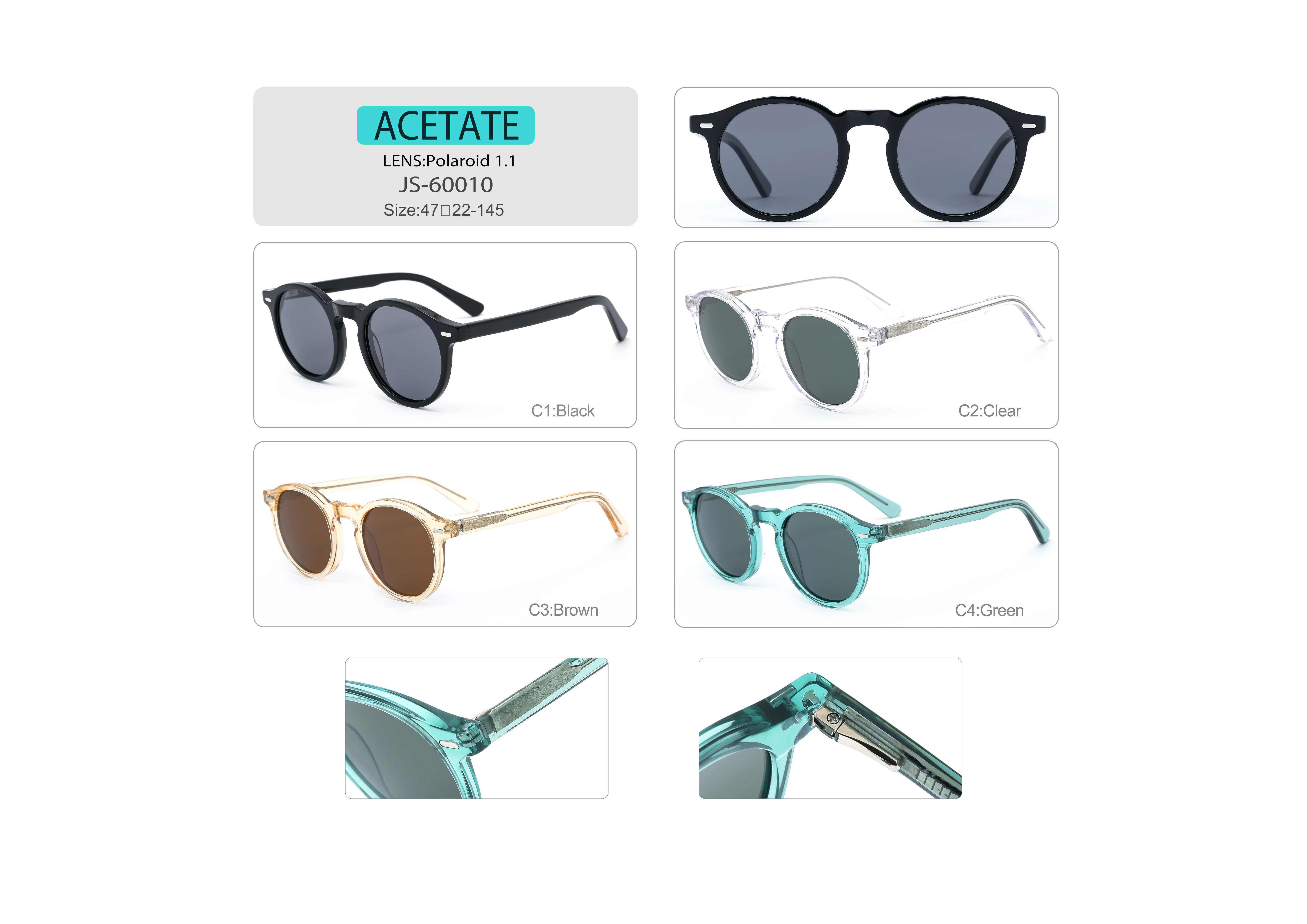Stock italian acetate retro sunglasses 2022 acetate transparent round sunglass