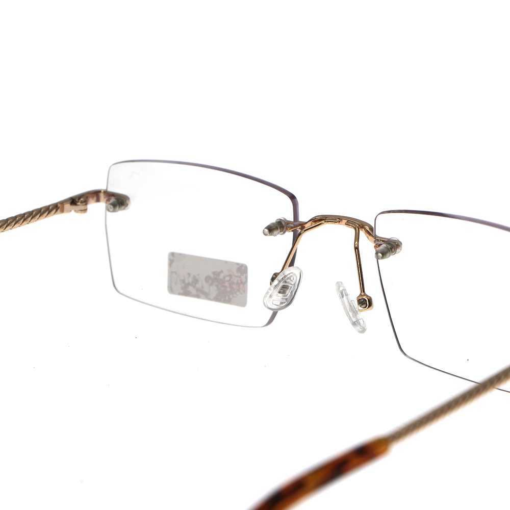 Classic Model OEM Women Men Suitable Extra Light Square Metal Rimless Eyewear Eyeglass Glasses Optical Frames