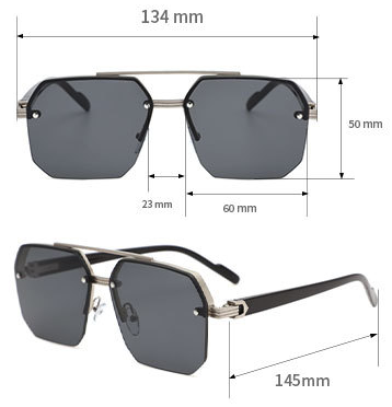 2024 New Half Frame Metal + PC Driving Anti-UV Sunglasses
