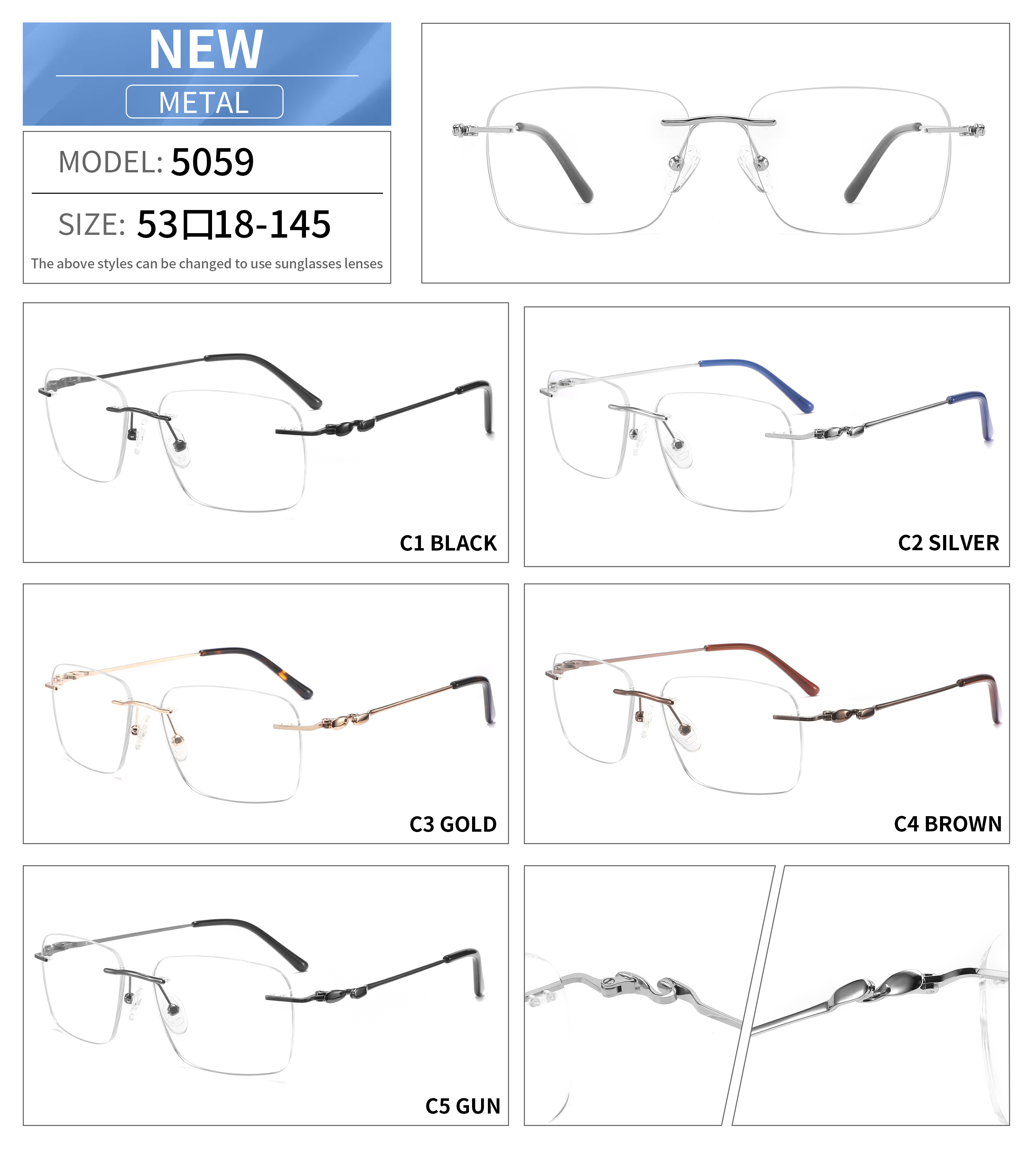 Classic women's frames rimless Eyeglasses glasses for men women