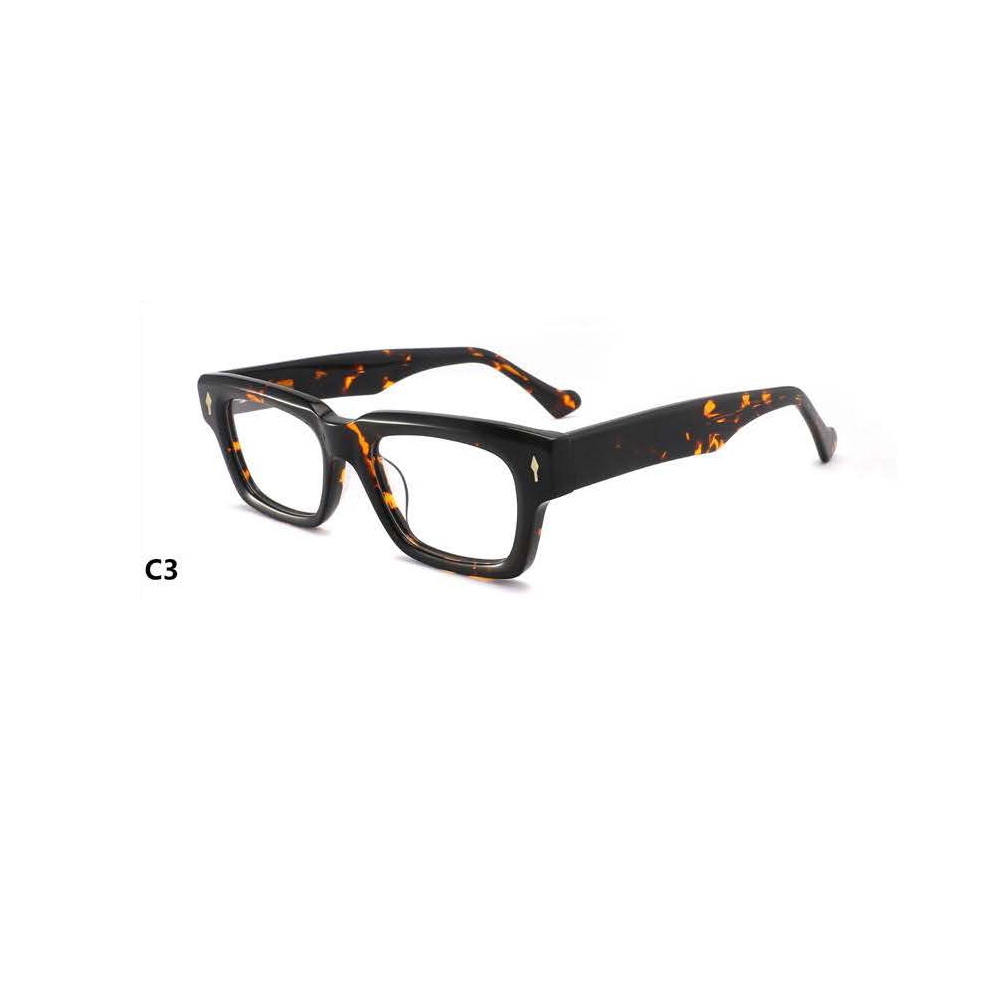 DILICN New Premium Acetate Optical Frame Thick Frame Rivet Style Rectangular