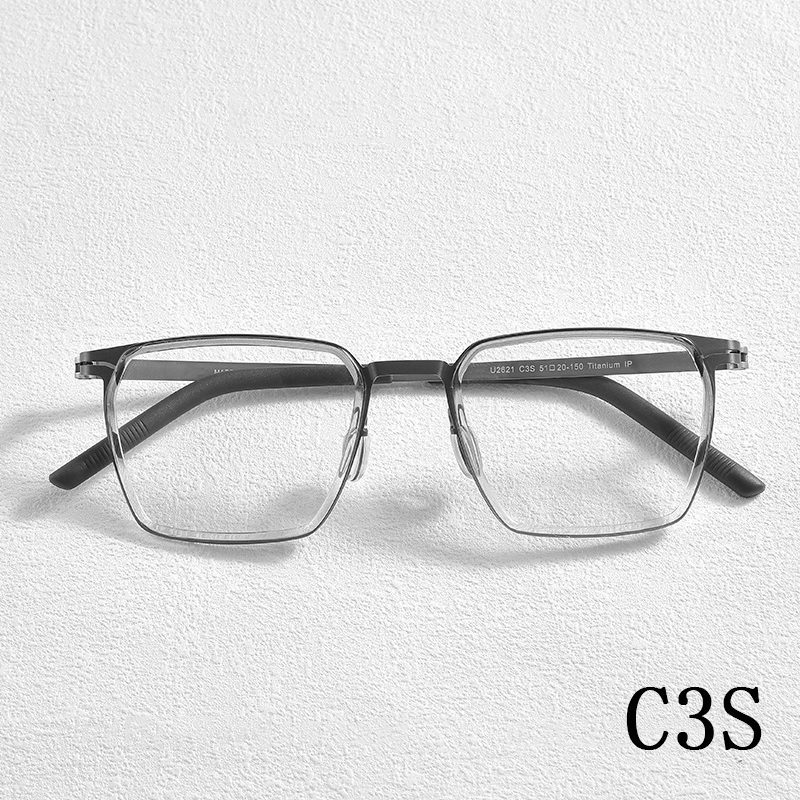 2024 New anti-blue TR90+ pure titanium square frame men's optical frame