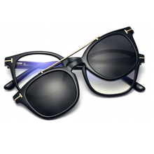 DILICN New Magnetic Clip Glasses, Polarized Lenses, Anti-Blue Light Glasses Fashion Glasses TR and Metal Materiale 95308 round frame