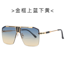DILICN cross-border one-piece square-frame sunglasses 10076 European and American fashion rimless sunglasses for men, versatile sunglasses for street photography