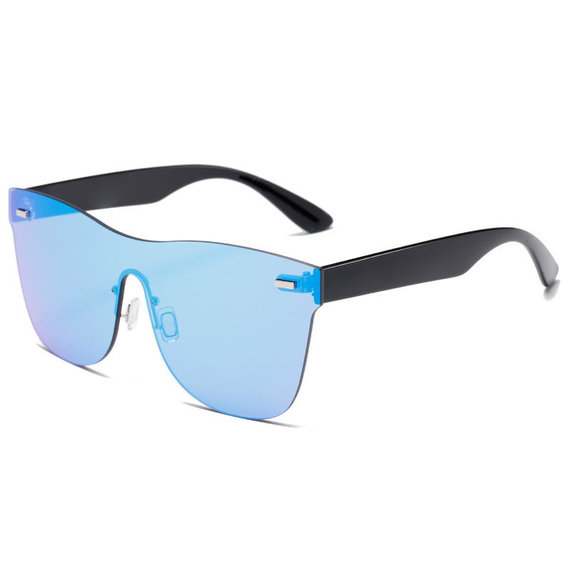 Colorful trendy unique square rimless one piece plastic sunglasses cycling sports men's and women's custom logo sun glasses