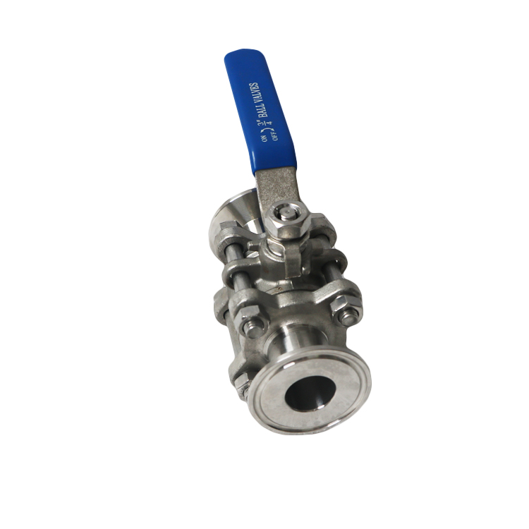 Sanitary 3 Piece Ball Valve With Manual Lever