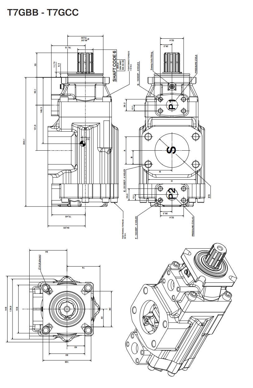 Hydrauliczne pompy łopatkowe T7G Parker Wymiary instalacyjne 2.png