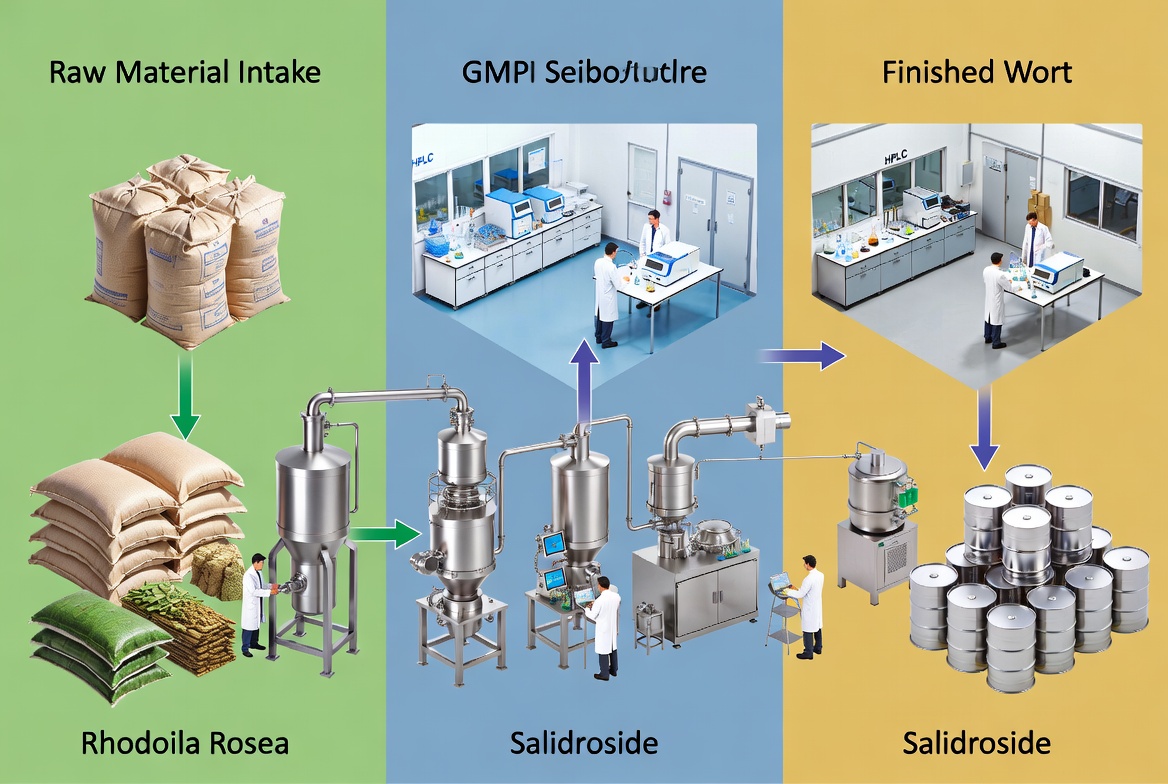 Flux de travail de qualit&eacute; en usine de Salidroside