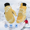 Winter Custom Men Women Warm Yellow Pigskin Leather Ski And Snow Snowboard Mittens Gloves Waterproof Manufacturer