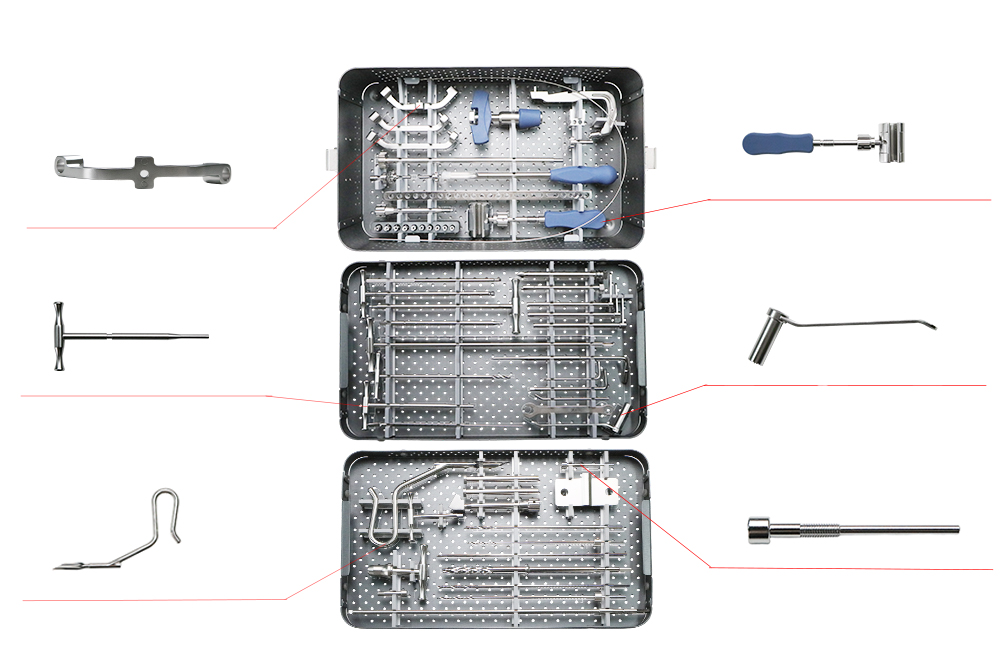 Detalls d'instruments d'ungles intramedul&middot;lars tibials experts: dispositiu de diana proximal, AWL canulat, guia distal