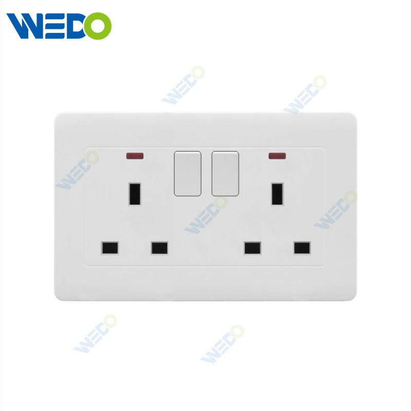 C50 Home Switches Double 13A Switched Socket /Double 13A Switched Socket with Neon White/gold/silver/brush Gold/wood/brush Silver