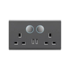 British Standard High Quality Double 13A switch socket/+2USB Reset Wall Switch Electrical Socket