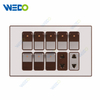 Silver Light Switch 8 Gang Switch And 2 Socket for Nepal Pakistan Wall Switch Socket