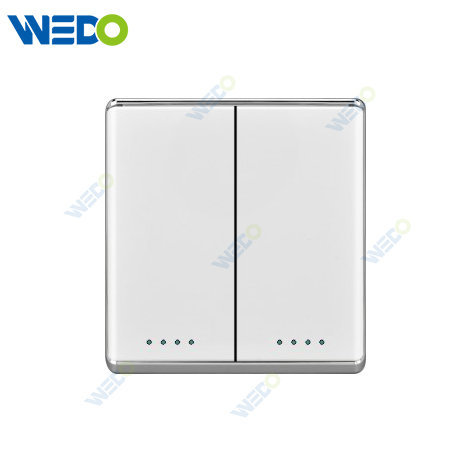 S2-W Home Switches 2G 16A 250V Light Electric Wall Switch Socket 86*86cm PC Material with Chrome Frame