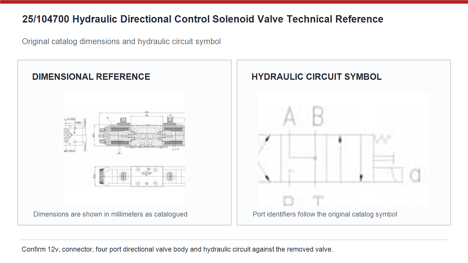 25/104700 JCB kontrol arah hidrolik dimensi katup solenoid dan diagram sirkuit hidrolik