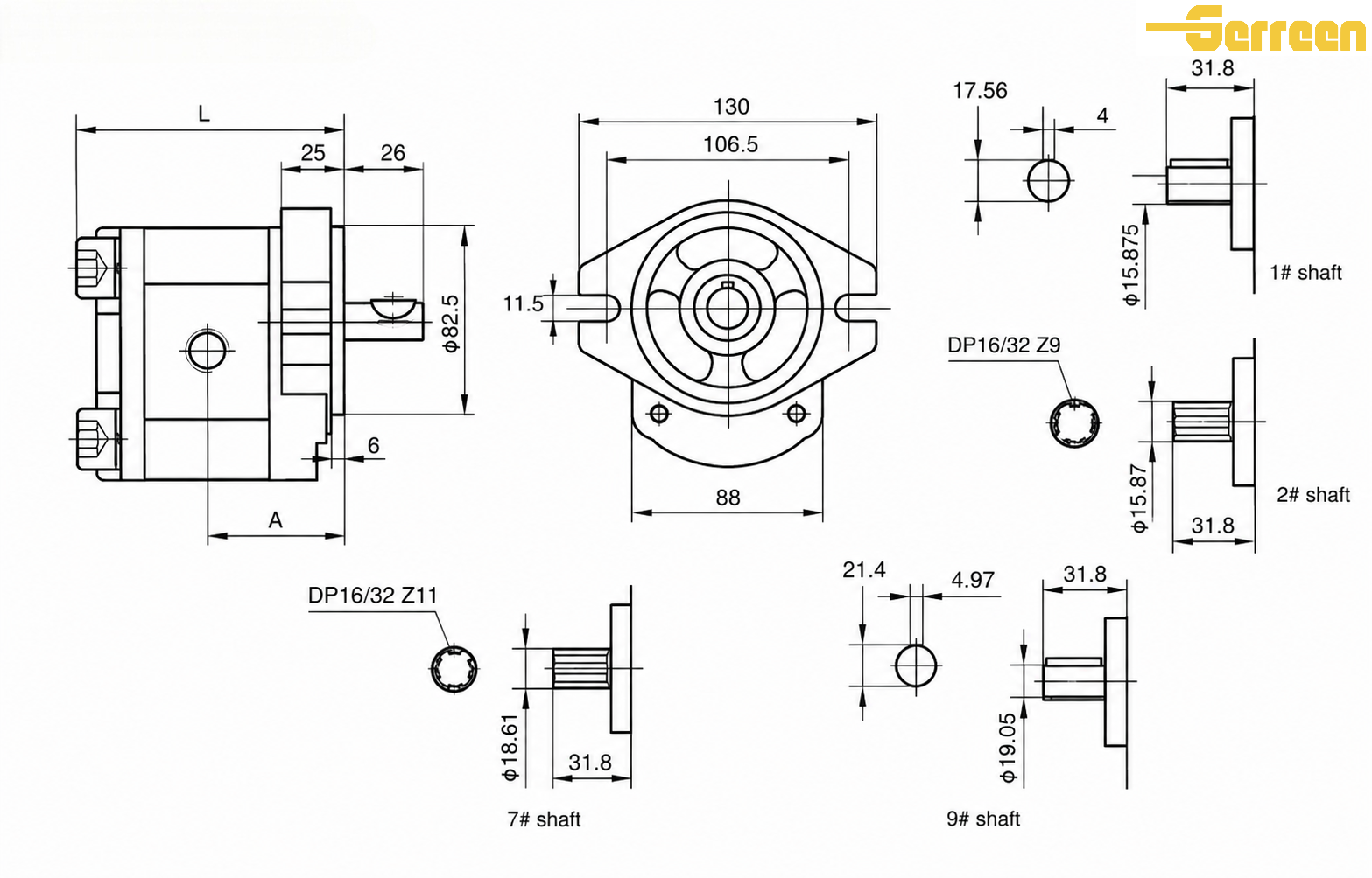 Abmessungen der hydraulischen Zahnradpumpe der Serie 2GG